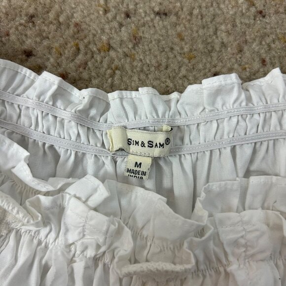 Sim & Sam White Lace Milkmade Cropped Top Peplum Ruffle Size Medium Women's - Picture 4 of 4